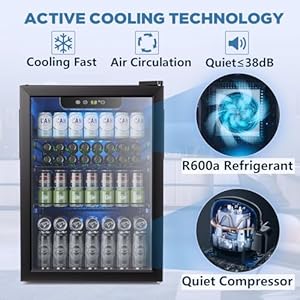 Joy Pebble Beverage Refrigerator Cooler 26 CuFt 18 Bottle 95 Can Mini Fridge with Glass Door for Beer Drinks WinesFreestanding beverage fridge with Adjustable Shelving