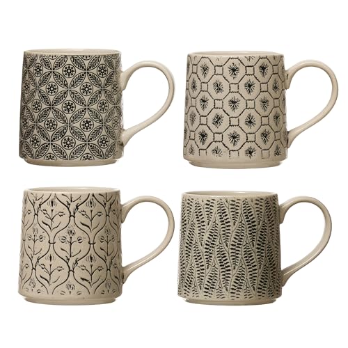 Creativecoopsetof4stonewarestylesmugscups4countpackof1multi  Urban Country Home Decor Creative co op set of 4 stoneware styles mugs cups 4 count pack of 1 multi  urban country home decor