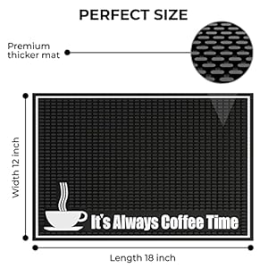 Highball Chaser Premium Coffee Bar Mat 18in x 12in 1cm Thick Durable and Stylish Bar Mat for Spills Service Mat for Bars Restaurants Counter Top Dish Drying Mat Glass Drying Mat Black