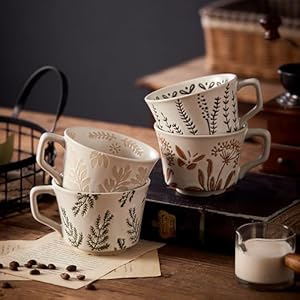 12ozrusticceramiccoffeemugsetof4handmadepotterycountrysidecoffeemugswithbighandleforlatteteamilkhotcocoadishwashermicrowavesafeplants  Urban Country Home Decor 12oz rustic ceramic coffee mug set of 4 handmade pottery countryside coffee mugs with big handle for latteteamilkhot cocoadishwasher microwave safeplants  urban country home decor