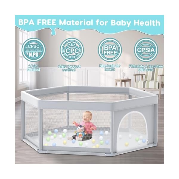   Baby-Playpen-65x65-Inch-Hexagonal-PlayPens-for-Babies-and-Toddlers-Play-Pen-for-Indoor-Outdoor-Sturdy-Safety-Baby-Play-Yard-with-Soft-Breathable-Mesh