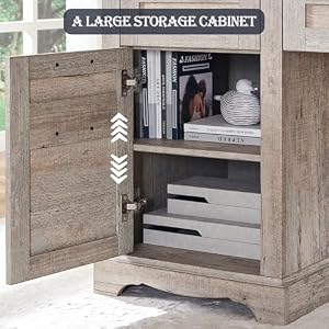 RedLemon 60 Farmhouse L Shaped Executive Desk with Drawers Wood Home Office Corner Desk with Charging Station File Drawer Storage Cabinet Rustic Computer Writing Desk Light Rustic Oak