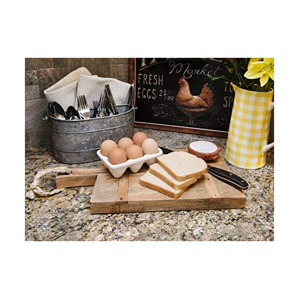 Creative co op mango wood cheese board with rope on handle  urban country home decor