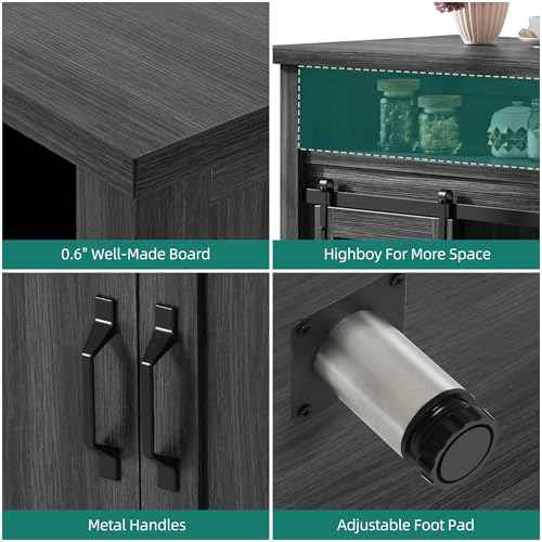 YITAHOME-63-Farmhouse-Storage-Cabinet-Large-Buffet-Sideboard-Cabinet-with-Sliding-Barn-Doors-and-Visual-Grid-Doors-Coffee-Bar-Cabinet-for-Kitchen-Living-Room-Dark-Grey YITAHOME 63 Farmhouse Storage Cabinet Large Buffet Sideboard Cabinet with Sliding Barn Doors and Visual Grid Doors Coffee Bar Cabinet for Kitchen Living Room Dark Grey