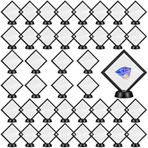 40 Pcs 3D Floating Display Cases 3D Floating Framed Black Coin Display Stand for Antique Challenge Coins, Medals, Jewelry, Shells, Gems, Minerals, Rocks, Specimen, Pins, 3.5 x 3.5 x 0.8 Inches