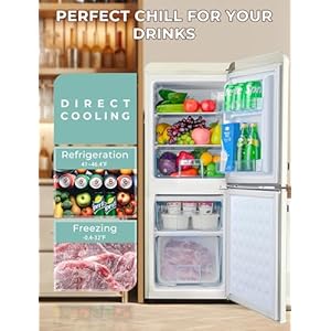 38 cuft retro fridge with bottom freezer and drawer 2 door refrigerator with 7 adjustable temperature settings for bedroom dorm office apartment large capacity white  urban country home decor