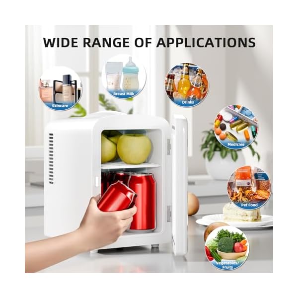  Compact-Refrigerator-Portable-Mini-Fridge-Skin-Care-4L-Capacity6-Cans-for-Bedroom-Car-Office-Dorm-Small-Cooler-for-Cosmetics-Beverage-and-Food-White