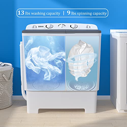22 lbs Compact Mini Twin Tub Washing Machine with Drying Rack&10 Hangers, 13 lbs Washer Mini Compact Laundry Machine and 9 lbs Spinner, Handy and Environment friendly for Dorms, Residence - Image 4
