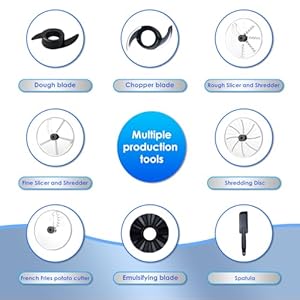 Davivy 16 Cup Food Processor 600W–38L 9 in 1 Multifunction Vegetables Chopper for Slicing Shredding Grating Dough Pureeing–Includes French Fry CutterBPA Free Dishwasher Safe Bowl–Black