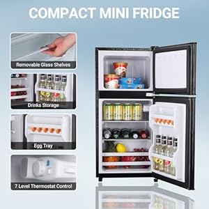   FLS-90-BLACK-Apartment-Size-40-Cu-Ft-Mini-Dorm-Fridge-Adjustable-Thermostat-Shelves-Small-Refrigerator-with-Freezer-for-College-Office-Kitchen-Black-36-CuFt
