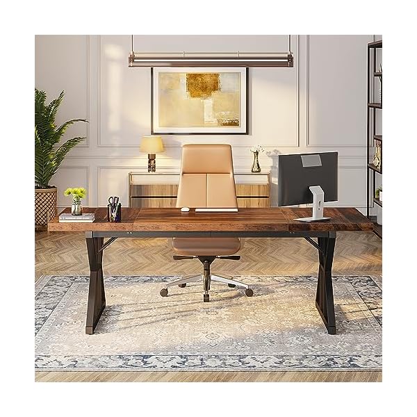   Tribesigns-708-Inch-Executive-Desk-Large-Computer-Office-Desk-Workstation-Modern-Simple-Style-Laptop-Desk-Study-Writing-Table-Business-Furniture-for-Home-Office-BrownBlack-708-Inch