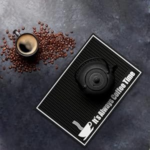 Highball Chaser Premium Coffee Bar Mat 18in x 12in 1cm Thick Durable and Stylish Bar Mat for Spills Service Mat for Bars Restaurants Counter Top Dish Drying Mat Glass Drying Mat Black