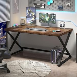 IBF Rustic Computer Desk, Industrial 47” Home Office Desk, Farmhouse Wood Metal Work Desk for Writing Study, Vintage Minimalist Executive Workstation PC Gaming Table in Bedroom, Rustic Brown IBF Rustic Computer Desk Industrial 47 Home Office Desk Farmhouse Wood Metal Work Desk for Writing Study Vintage Minimalist Executive Workstation PC Gaming Table in Bedroom Rustic Brown