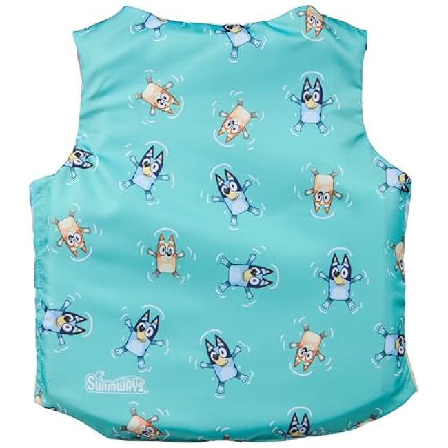 SwimWays Bluey Life Jacket, US Coast Guard Approved Kids Swim Vest, 33-55 lbs, Bluey