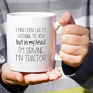 Retreez Funny Mug In My Head Im Driving My Tractor Farming Farmer Gardener 11 Oz Ceramic Coffee Mugs Funny Sarcasm Inspirational birthday gifts for him her friends coworkers mother father