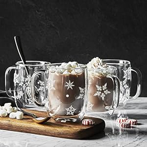 Zwilling sorrento plus 4 pc 12oz double wall glass coffee mug set  urban country home decor