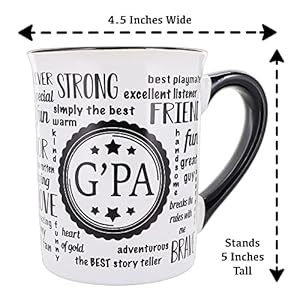 Cottage Creek Gpa Grandpa Mug 16 oz Black and White Gift Boxed Ceramic Coffee Cup Cute Tea Mug and Coffee Mugs for Grandpa Pop and Papa Fun Gifts for Men