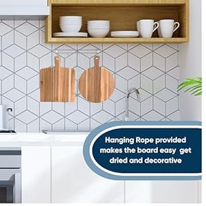 KOLWOVEN Acacia Wood Cutting Board 2 Pack with Handle Wooden Charcuterie Board Large Paddle Carving Chopping Board Set Serving Tray for Cheese Meat Fruit Pizza Bread Baking