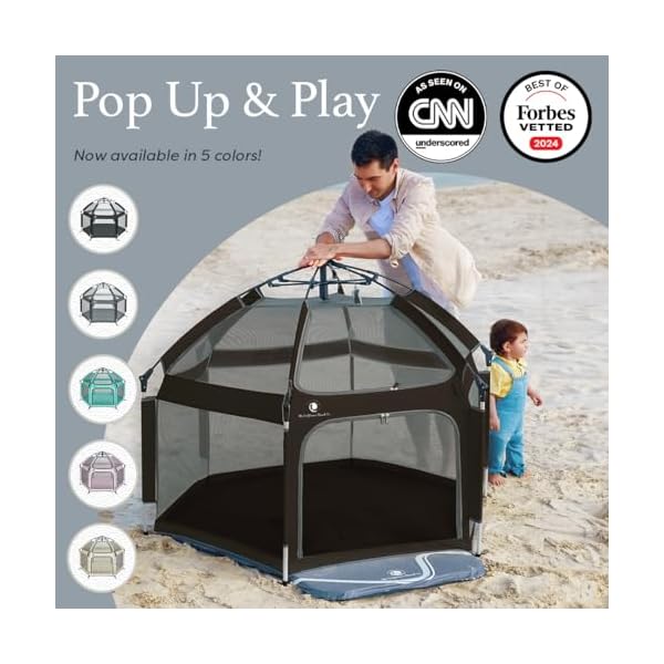   POP-N-GO-PLAYPEN-Indoor-Outdoor-Baby-Playpen-for-Babies-and-Toddlers-Baby-Beach-Tent-Foldable-Portable-WCanopy-Travel-Bag-Mosquito-Net-Pop-Up-Pack-and-Play-Tent-Black