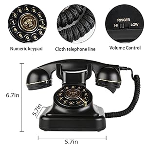 Retro landline telephone 1960s classic old fashioned corded dial cloth line phone vintage push button desk telephone for office home decor  urban country home decor