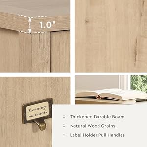 59 executive desk with file drawer farmhouse computer desk with charging station and storage cabinet wood home office desk for writing study light oak  urban country home decor