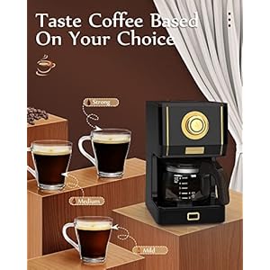 Amaste Coffee Maker 25 Oz Drip Retro Style Coffee Machine with Glass Coffee Pot with Reusable Coffee Filter Three Brewing Modes 30minute Warm Keeping CM 1003AE Black