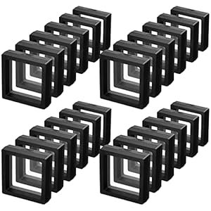 60 Pcs Coin Display Case Black 3D Floating Frame Display Holder Stands for Antique Challenge Coins, Jewelry, Shells, Gems, Minerals, Rocks, Specimen, Pins, 2.8 x 2.8 x 0.8 Inches