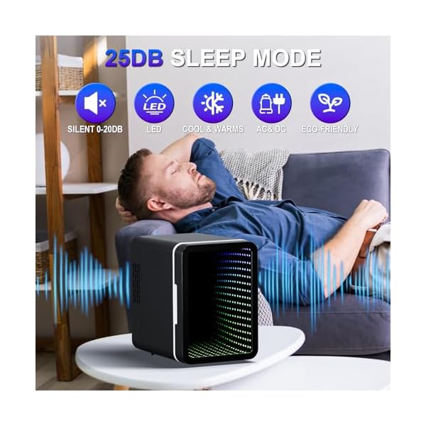   Mini-Fridge-6-Cans-Small-Refrigerator-With-LED-Light-ACDC-Thermoelectric-Cooler-and-Warmer-Ideal-for-Bedroom-Office-Gaming-Room-and-Car-12-Colors-Light-Effects-Mirror-Screen-Door