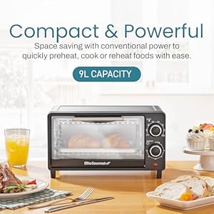   Elite-Gourmet-ETO490-9L4-Slice-Countertop-Toaster-Oven-with-30-Minute-Timer-Adjustable-Temperature-Control-Includes-Baking-Pan-and-Wire-Rack-Bake-Broil-Toast-Black