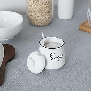   HAOTOP-Farmhouse-Porcelain-Sugar-Bowl-with-Lid-and-Spoon-12ozEasy-to-Clean-White