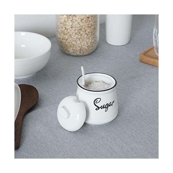   HAOTOP-Farmhouse-Porcelain-Sugar-Bowl-with-Lid-and-Spoon-12ozEasy-to-Clean-White