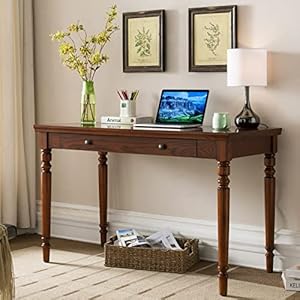 Farmhouse Oak Laptop Desk with Drop Front Keyboard Drawer, Solid Wood Writing Desk for Home Office, Mission Oak – Leick Home, 82410 Farmhouse Oak Laptop Desk with Drop Front Keyboard Drawer Solid Wood Writing Desk for Home Office Mission Oak–Leick Home 82410