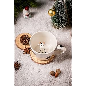   DIHOclub-Cow-Ceramic-Cup-Hidden-3D-Animal-Inside-MugCute-Cartoon-Handmade-Figurine-MugsHoliday-and-Birthday-Gift-for-Coffee-Milk-Tea-Lovers12-OZWhiteBlack