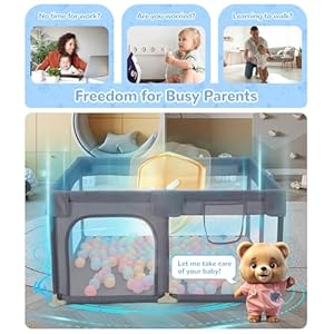   Dripex-Baby-Playpen-5252-Play-Pens-for-Babies-and-Toddlers-Safe-Anti-Fall-Play-Yard-with-Gates-Baby-Fence-with-Breathable-Mesh-Indoor-Outdoor-Kids-Activity-Center-Anchor-Grey