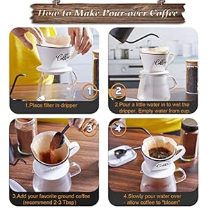 Pour Over Coffee Maker Ceramic Coffee Dripper Easy Manual Slow Brewing Accessories for Home Cafe Coffee Bar Accessories and Kitchen Decor Filter Size 2 White