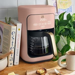 Beautiful 14 Cup Programmable Drip Coffee Maker with Touch Display Auto Brew Pause Reusable Filter Rose