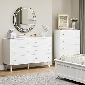 2 pcs dresser set for bedroom wooden dresser set include one modern dresser with 6 drawers one kids dresser with 4 drawers white  urban country home decor