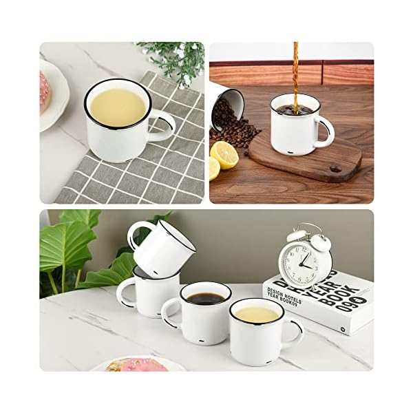 15oz white campfire ceramic mugs set of 4 for coffee tea old design  urban country home decor