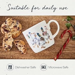 Royalworcester14ozduckthehallschristmasmugwithduckdesignfinebonechinawinterholidaycoffeemugmicrowavedishwashersafewrendaledesignsfestiveholidaytableware  Urban Country Home Decor Royal worcester 14 oz duck the halls christmas mug with duck design fine bone china winter holiday coffee mug microwave dishwasher safe wrendale designs festive holiday tableware  urban country home decor