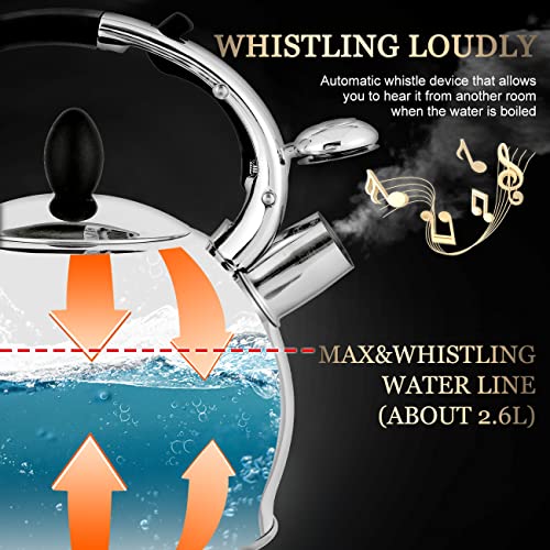 Susteasstovetopwhistlingteakettlefoodgradestainlesssteelteakettleteapotwithcooltouchergonomichandlewith1siliconepinchmittincluded264quartsilver Urban Country Home Decor Susteas stove top whistling tea kettle food grade stainless steel teakettle teapot with cool touch ergonomic handle with 1 silicone pinch mitt included264 quartsilver urban country home decor