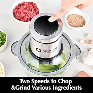 Kitchen in the box Food Processors400W All Copper Motor Meat Grinder Food Chopper Electric Vegetable Chopper with 2 Bowls8 Cup8 Cup 2 Bi Level Blades for MeatfishVegetableBaby Food