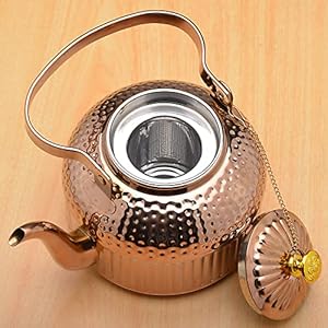 SANQIAHOME Antique 1.5L (50Oz) Stainless Steel Teapot with Infuser copper SANQIAHOME Antique 15L 50Oz Stainless Steel Teapot with Infuser copper