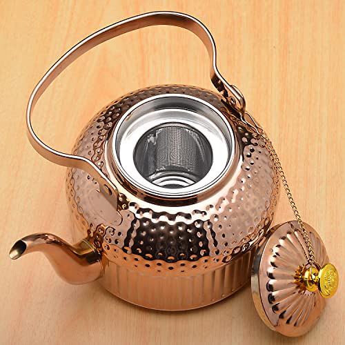 SANQIAHOME-Antique-15L-50Oz-Stainless-Steel-Teapot-with-Infuser-copper SANQIAHOME Antique 15L 50Oz Stainless Steel Teapot with Infuser copper
