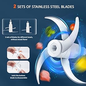 Bear Food Processor Electric Food Chopper with 2 Glass Bowls 8 Cup25 Cup 400W Power Grinder with 2 Sets Stainless Steel Blades 2 Speed for Meat Vegetables and Baby Food