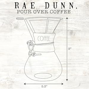 Rae Dunn Glass Pour Over Coffee Maker 34oz Carafe with Reusable Stainless Steel Filter and Elegant Bamboo Finish Great for Brewing Coffee