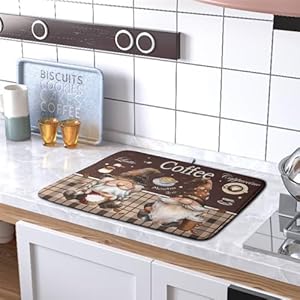   Coffee-Gnomes-Kitchen-Dish-Drying-Mat-for-Dishes-16x18-InchCoffee-Maker-Mats-for-TabletopBrown-Buffalo-Plaid-Mocha-Coffee-Cup-Dishes-Drainer-Mats-Super-Absorbent-Dish-Rack-Pad-for-Bar-Sinks-Counter