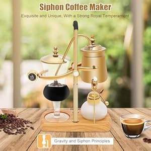Jomcydm balance syphon coffee maker elegant unique belgian machine for coffee and tea easy to clean integrated filter gold accents decorative design best tasting coffee espresso brewer  urban country home decor