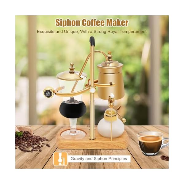 Jomcydm balance syphon coffee maker elegant unique belgian machine for coffee and tea easy to clean integrated filter gold accents decorative design best tasting coffee espresso brewer  urban country home decor