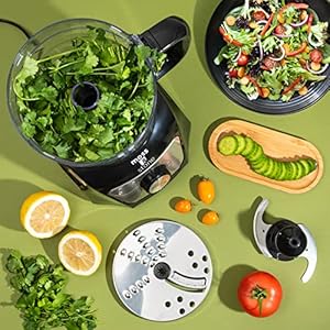 Moss Stone Food Processor 8 Cup Strong Vegetable Chopper for Dicing Chopping Mincing Puree 500 Watts Chopper With 2 Speeds Perfect Baby Food Processor Black