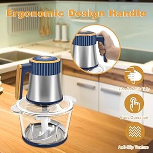 Food Processor 5 Speed Meat Grinder Electric Food Chopper with 2 Bowls 8 Cup8 Cup 4 Bi Level Blades Mini Kitchen Cutter for Vegetable Onion Garlic Meat Nuts and Baby Food 300W Blue 2L